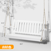 VINGLI 4FT Wooden Porch Swing 880lbs Patio Hanging Swing White/Rustic