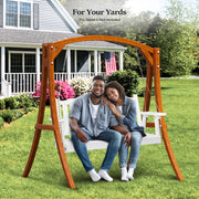 VINGLI 4FT Wooden Porch Swing 880lbs Patio Hanging Swing White/Rustic