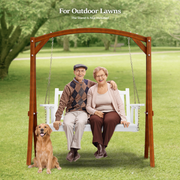 VINGLI 4FT Wooden Porch Swing 880lbs Patio Hanging Swing White/Rustic