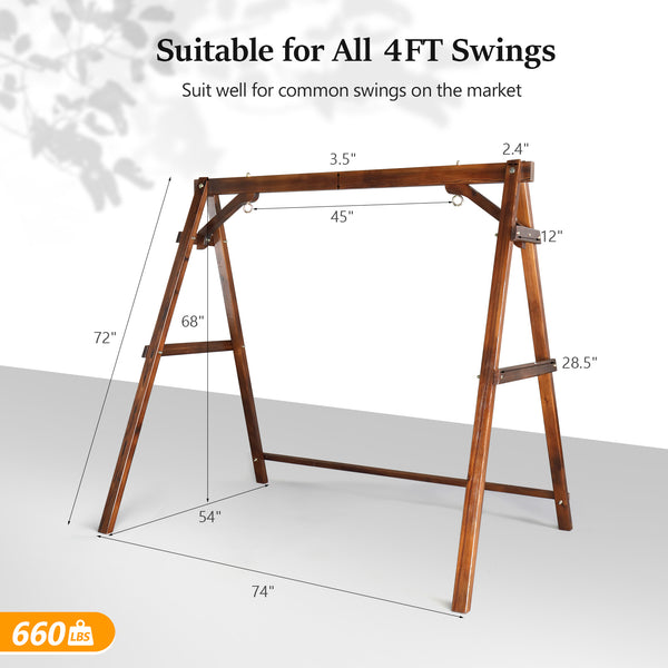 VINGLI Wooden Swing Frame Upgraded AFrame Porch Swing Bench Stand Hea