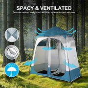 VINGLI 7.5 FT Instant Pop Up Shelter 2 Room Shower Tent with Carrying Bag for Outdoor Camping Blue/Brown