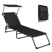 VINGLI Adjustable 4 Position Folding Chaise Lounge Patio Recliner Black/Grey