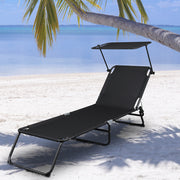 VINGLI Adjustable 4 Position Folding Chaise Lounge Patio Recliner Black/Grey