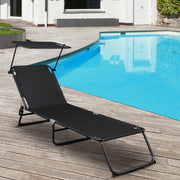 VINGLI Adjustable 4 Position Folding Chaise Lounge Patio Recliner Black/Grey