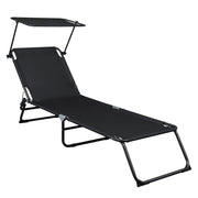 VINGLI Adjustable 4 Position Folding Chaise Lounge Patio Recliner Black/Grey