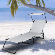 VINGLI Adjustable 4 Position Folding Chaise Lounge Patio Recliner Black/Grey