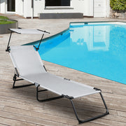 VINGLI Adjustable 4 Position Folding Chaise Lounge Patio Recliner Black/Grey