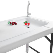 VINGLI Outdoor Folding Fish Cleaning Table with Sink