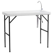 VINGLI Outdoor Folding Fish Cleaning Table with Sink