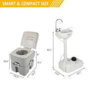 VINGLI 5 Gallon Upgraded Portable Sink and 5.3 Gallon Toilet Combo PS0W2