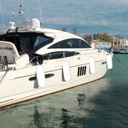 VINGLI 10 x 28 Inch 4 Packs Ribbed Boat Fender White/ Blue