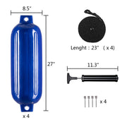 VINGLI 4-Pack Ribbed Boat Fender Outdoor Yacht Anti-Collision Float Black/Blue/White