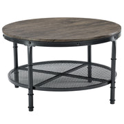 VINGLI 31.5" 2-Tier Rustic Round Coffee Table