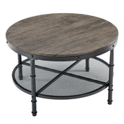 VINGLI 31.5" 2-Tier Rustic Round Coffee Table