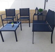 VINGLI 4 PCS Patio Conversation Furniture Sets Black/ Grey