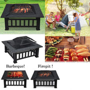 VINGLI 32 Inch Outdoor Square Fire Pit Table Black FP0SS32