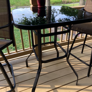 VINGLI Outdoor Bar Table Metal Frame Patio Bistro Table Black/ Brown