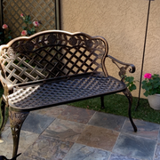 VINGLI 42.5 Inch Patio Garden Bench Outdoor Metal Rose Loveseat Bronze/Black