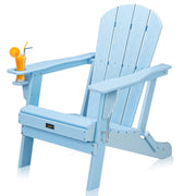 VINGLI HDPE Material Plastic Folding Adirondack Chairs Waterproof for Outdoor Blue/White/Teak