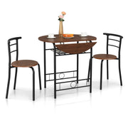 VINGLI 31.5in Drop Leaf Dining Table Set 3pcs Brown/Oak/Black