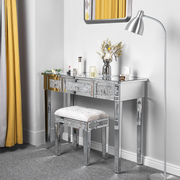 VINGLI Mirrored Makeup Vanity Table Desk with Stool