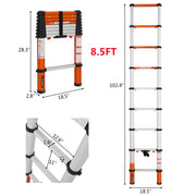 LUISLADDERS 6.5/8.5/10.5/12.5 FT Multi-Use Telescoping Ladder Aluminum Extension Ladder One-Button Retraction 330 Lb Capacity