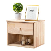 VINGLI Wood Floating Nightstand with Drawer for Small Space Color DIY