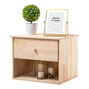 VINGLI Wooden Floating Nightstand with 1-Drawer & Storage