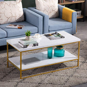 VINGLI 41.7" 2-Tier Rectangular Marble Coffee Table