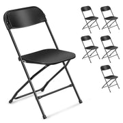 VINGLI Portable Plastic Folding Chair 350lb Stackable Seat with Steel Frame Black/White