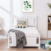 VINGLI Wood Bed Frame with Headboard Twin/Full/Queen White
