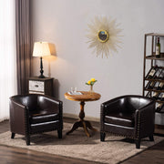 VINGLI Faux Leather Barrel Chair