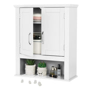 VINGLI Bathroom Cabinet Wall Mounted with Doors Wood Hanging Cabinet with Doors and Shelves Over The Toilet