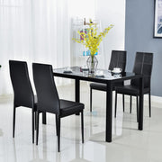 VINGLI 5 Pieces Dining Table Set PU Leather Metal Frame Chairs Black/White