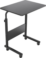 Vingli Rolling Desk Mobile Standing Desk Mobile Side Table 23.6/31.4 Inches w/Wheels Adjustable Movable Portable Laptop Computer Stand for Bed Sofa