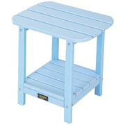 VINGLI HDPE Adirondack Outdoor Side Coffee Table Waterproof Cwith 2 Layer Storage White/Blue