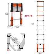 LUISLADDERS Multi-Use Telescoping Ladder Aluminum Extension Ladder One-Button Retraction 330 Lb Capacity