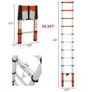 LUISLADDERS 6.5/8.5/10.5/12.5 FT Multi-Use Telescoping Ladder Aluminum Extension Ladder One-Button Retraction 330 Lb Capacity