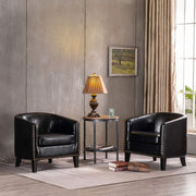 VINGLI Accent Barrel Chair Faux Leather Chair Modern Tub Club Chair