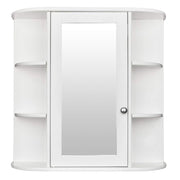 VINGLI Bathroom Wall Mounted Cabinet with 6 Shelvs Single Door Mirrior White