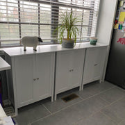 VINGLI Modern Bathroom Floor Storage Cabinet with Adjustable Shelf and Double Door Organizer Cabinet White