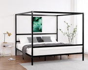 VINGLI Modern Metal Canopy Bed Frame Four Poster Bed Frame with Heavy Duty Steel Slat No Box Spring Needed