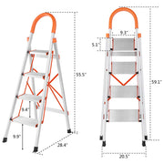 LUISLADDERS Folding Step Ladder with Widened Anti-Slip Strip Pedal