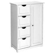 VINGLI Bathroom Floor Cabinet Wooden with 1 Door & 4 Drawer Storage Organizer Free Standing Bathroom Towel Cabinet Espresso/Grey/White