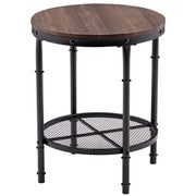 VINGLI 20in Wood Round End Table Vintage Sofa Side Table