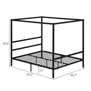 VINGLI Modern Metal Canopy Bed Frame Four Poster Bed Frame with Heavy Duty Steel Slat No Box Spring Needed