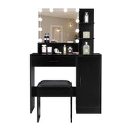 VINGLI Vanity Table Set in 3 Colors with  Lighted Mirror White/Black