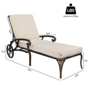 VINGLI Cast Aluminum Chaise Lounge Outdoor Chair with 3-Position Adjustable Bronze/Black/White