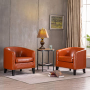 VINGLI Faux Leather Barrel Chair