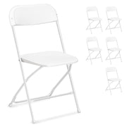 VINGLI Portable Plastic Folding Chair 350lb Stackable Seat with Steel Frame Black/White